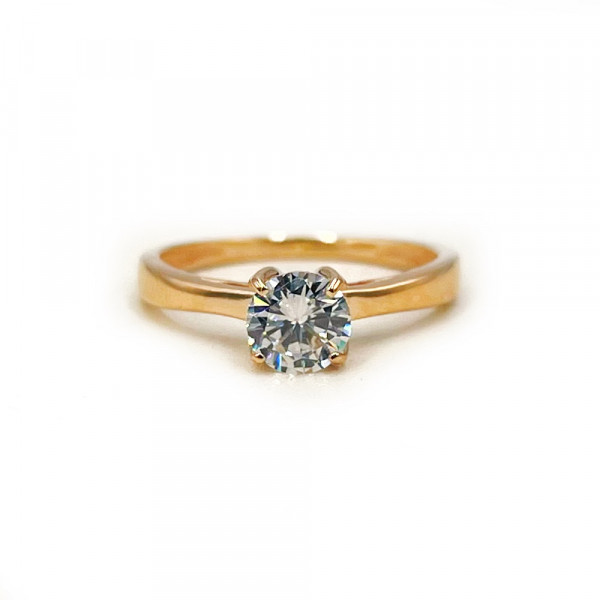 Каблучка з золота червоного кольору з цирконом