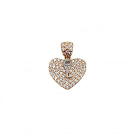 Кулон из золота в красном с белым цвете с цирконом 01-200922189