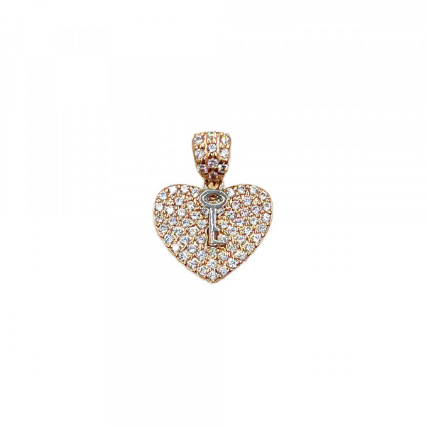 Кулон из золота в красном с белым цвете с цирконом