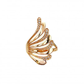 Каблучка з золота червоного кольору з цирконом 01-200932389