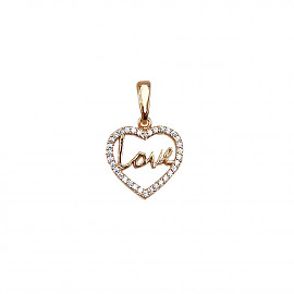 Кулон из золота в красном цвете с цирконом «Love» 01-200943889