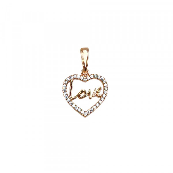 Кулон из золота в красном цвете с цирконом «Love»