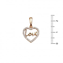 Кулон из золота в красном цвете с цирконом «Love»