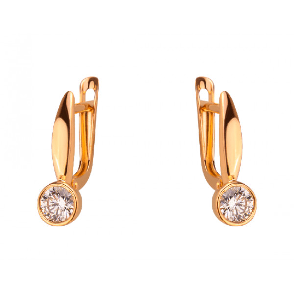 Серьги из золота в красном цвете с цирконом