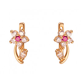 Золотые серьги с цирконом «Цветок» 01-200041290