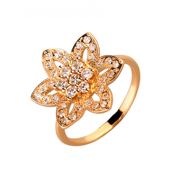 Кольцо из красного золота с цирконом