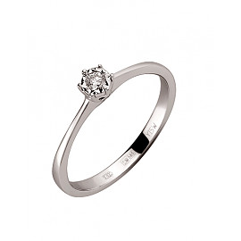 Каблучка з золота білого кольору з білим діамантом 01-200159890