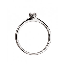 Каблучка з золота білого кольору з білим діамантом
