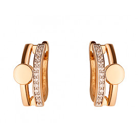 Золоті сережки у червоному з білим кольорі з цирконом 01-200159990
