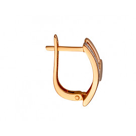 Золоті сережки у червоному з білим кольорі з цирконом