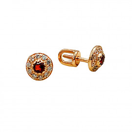 Серьги из красного золота с цирконом 01-200737990