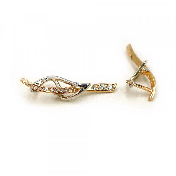 Золотые серьги с цирконом