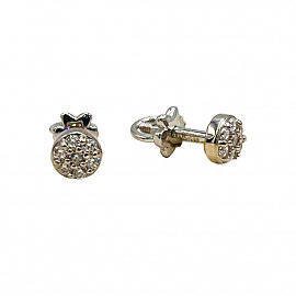 Золотые серьги в белом цвете с цирконом 01-200752890