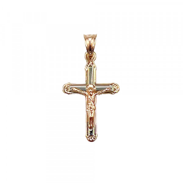 Хрестик з червоного з білим золота