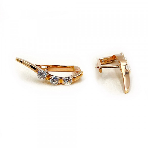 Сережки з золота червоного кольору з цирконом