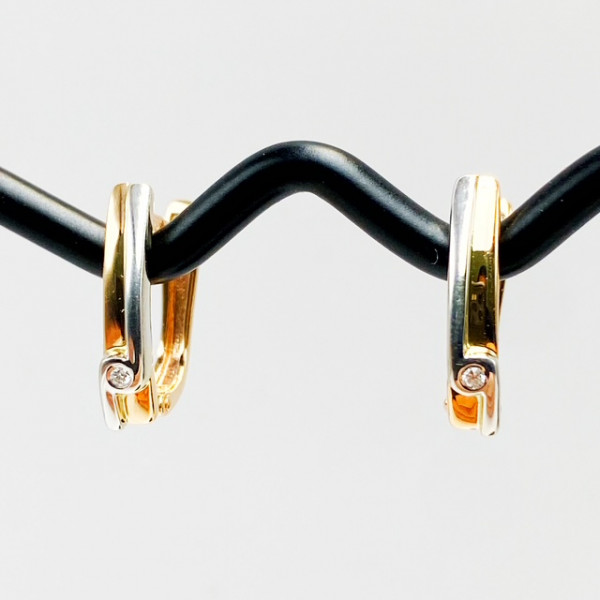 Золоті сережки червоного з білим кольору з білими діамантами