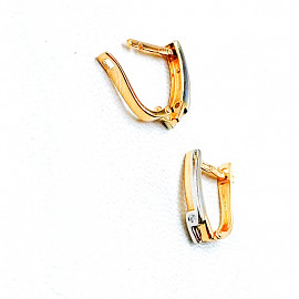 Золоті сережки червоного з білим кольору з білими діамантами