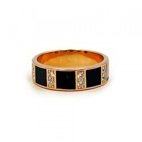 Золотое кольцо в красном цвете с цирконом