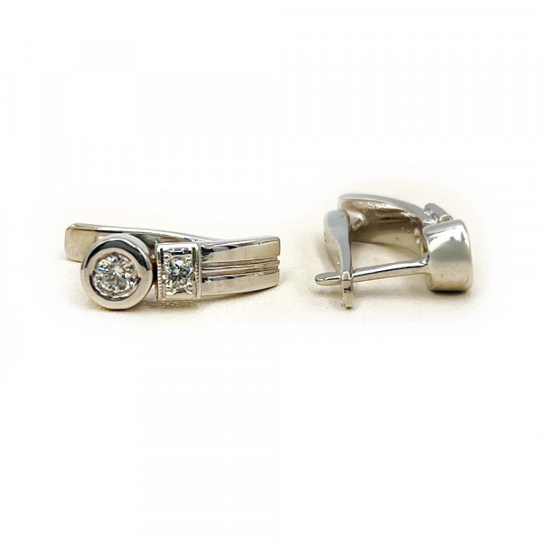 Золоті сережки білого кольору з жовтими діамантами