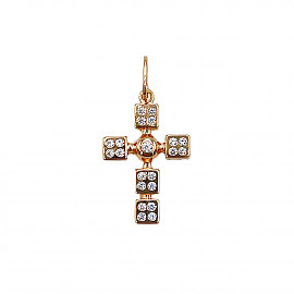 Крестик из золота красного цвета с цирконом 01-200902590