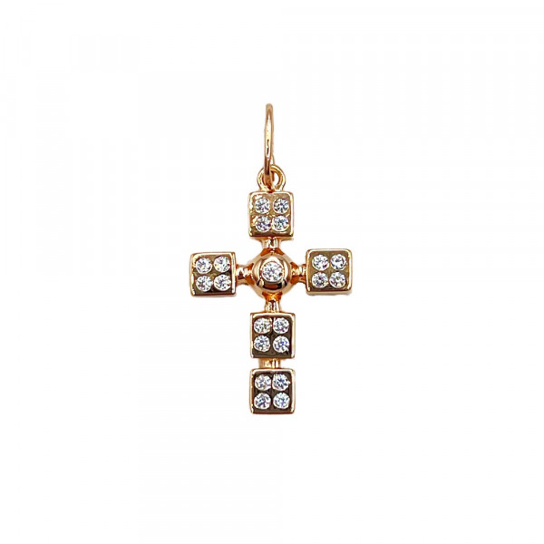 Хрестик з золота червоного кольору з цирконом