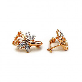 Серьги из красного с белым золота с цирконом 01-200950090