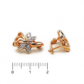 Серьги из красного с белым золота с цирконом