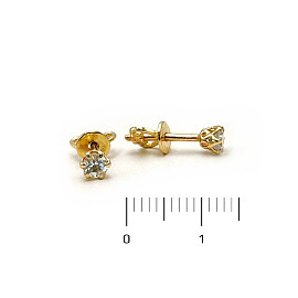 Серьги из золота желтого цвета с цирконом