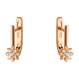 Золоті сережки з цирконом «Квітка» 01-19333991