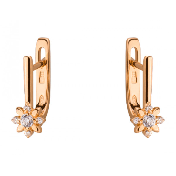 Золоті сережки з цирконом «Квітка»