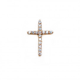 Крестик из золота красного цвета с цирконом 01-200109791