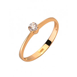 Золотое кольцо красного цвета с белым бриллиантом 01-200257991