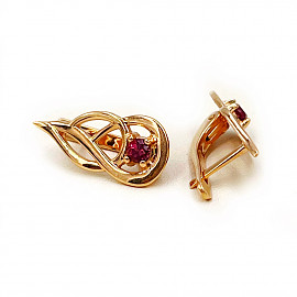 Серьги из красного золота с цирконом 01-200589891