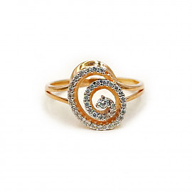 Золота каблучка червоного кольору з цирконом 01-200799791