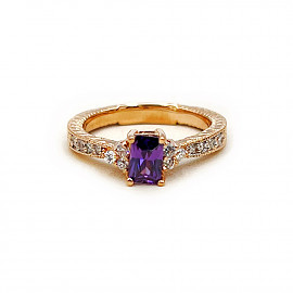 Каблучка з золота червоного кольору з цирконом 01-200804891