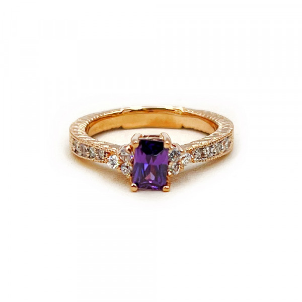 Каблучка з золота червоного кольору з цирконом