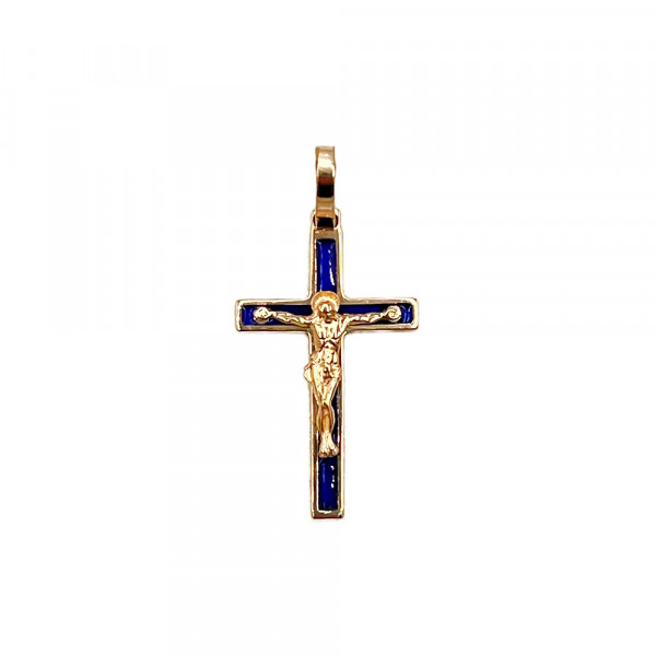 Крестик из красного золота с цирконом