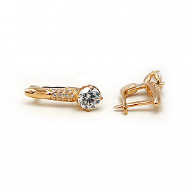 Золоті сережки у червоному кольорі з цирконом 01-200932391