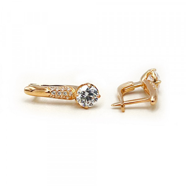 Золоті сережки у червоному кольорі з цирконом