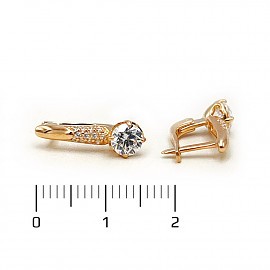 Золоті сережки у червоному кольорі з цирконом