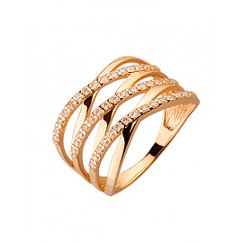 Кольцо из золота красного цвета с цирконом 01-19209292