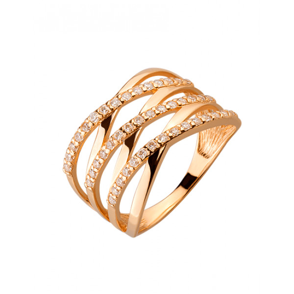 Кольцо из золота красного цвета с цирконом