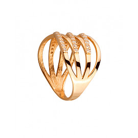 Кольцо из золота красного цвета с цирконом