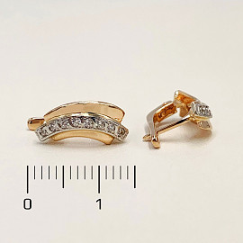 Серьги из красного с белым золота с цирконом