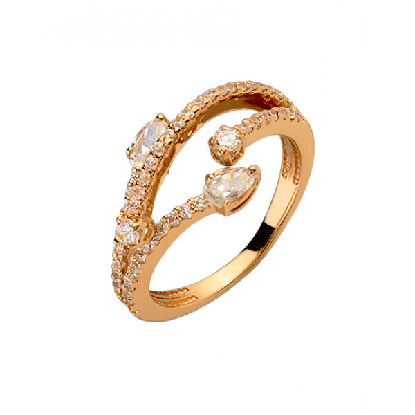 Золотое кольцо в красном цвете с цирконом