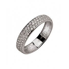 Каблучка з золота білого кольору з цирконом 01-200175192