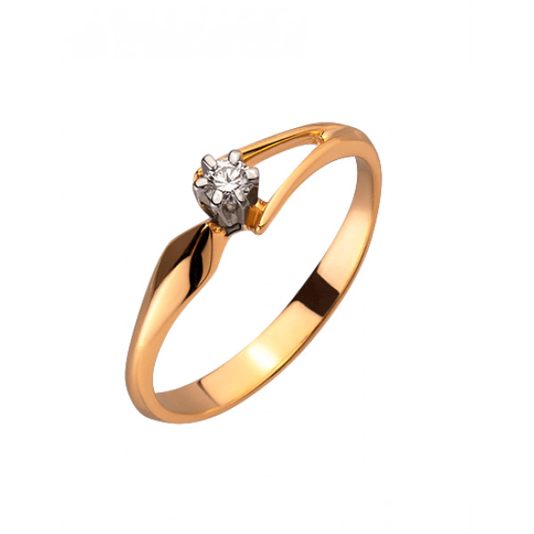 Кольцо из золота с белым бриллиантом