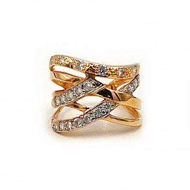 Кольцо из золота в красном с белым цвете с цирконом 01-200267192