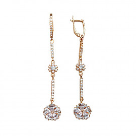 Сережки з золота червоного кольору з цирконом 01-200786292