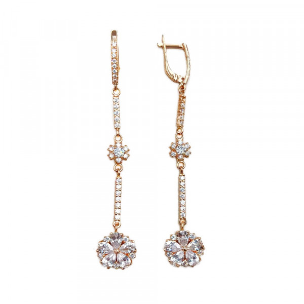 Сережки з золота червоного кольору з цирконом